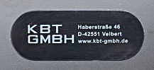 Typenschild KBT GmbH 2012